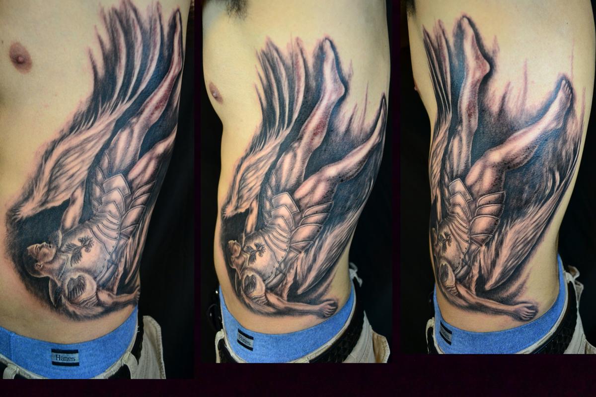 Fallen Angel Wings Tattoo Chest